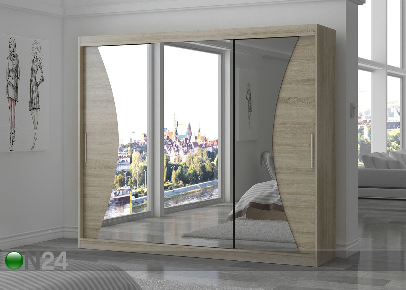 Lükandustega riidekapp 250 cm suurendatud