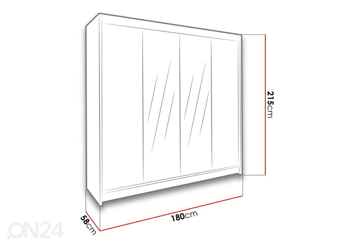 Lükandustega riidekapp suurendatud mõõdud