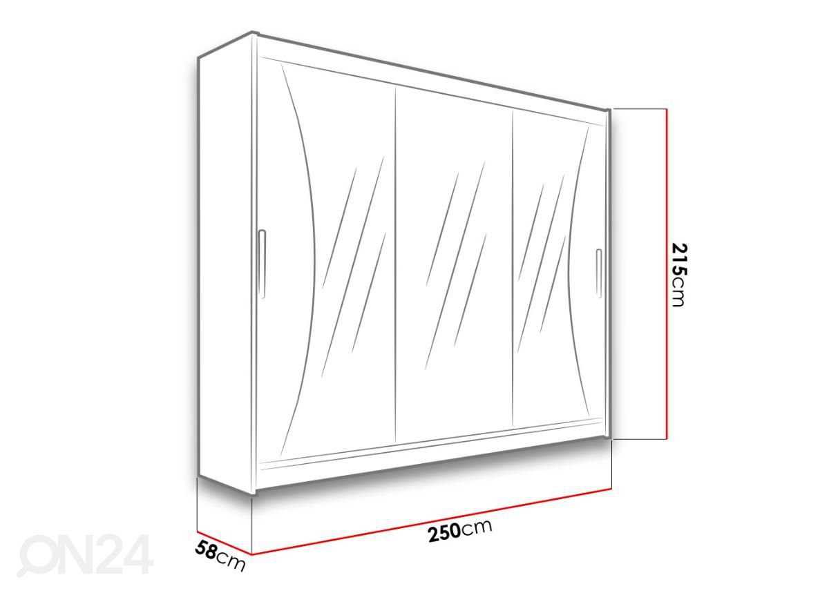 Lükandustega riidekapp suurendatud mõõdud