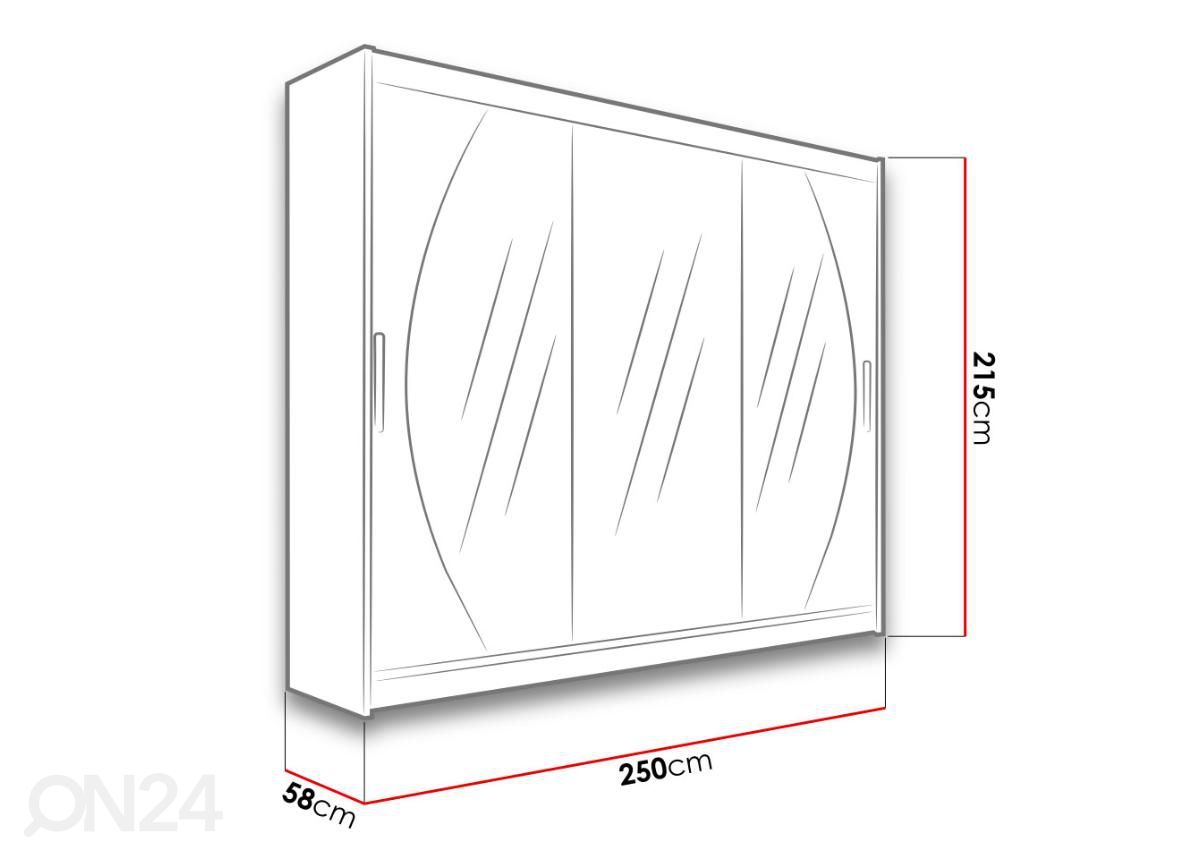 Lükandustega riidekapp suurendatud mõõdud