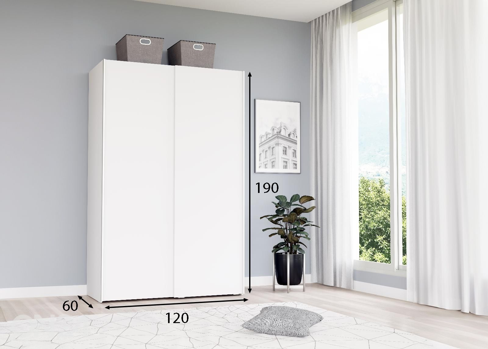 Lükandustega riidekapp Arco 120 cm suurendatud mõõdud