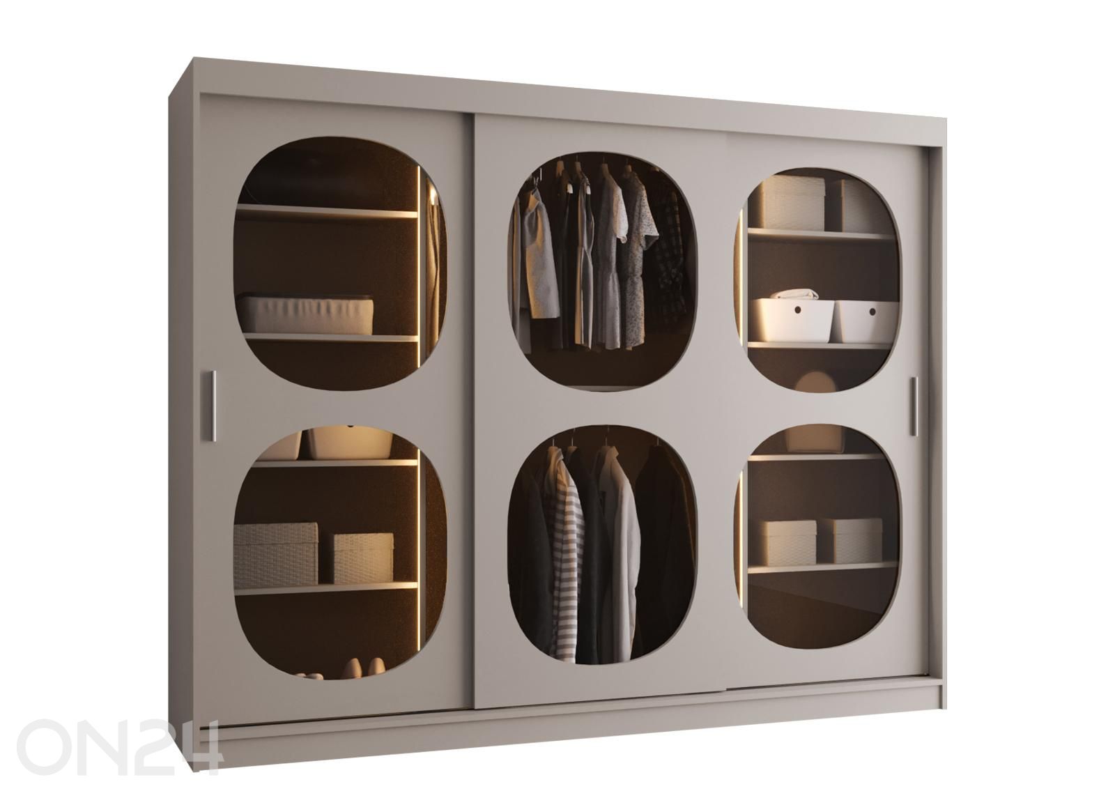 Lükandustega riidekapp Bahrajn 250 cm + LED suurendatud