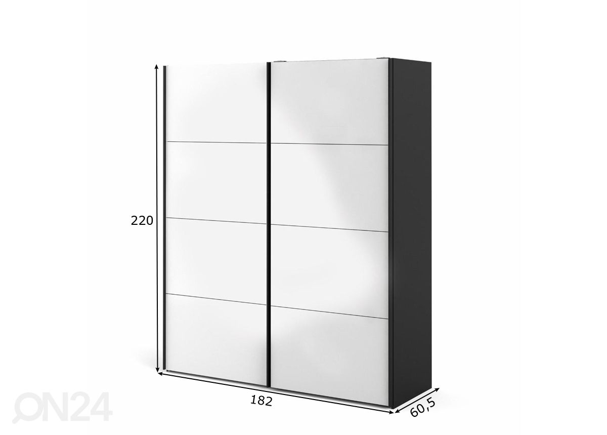 Lükandustega riidekapp Firenze 182 cm suurendatud mõõdud