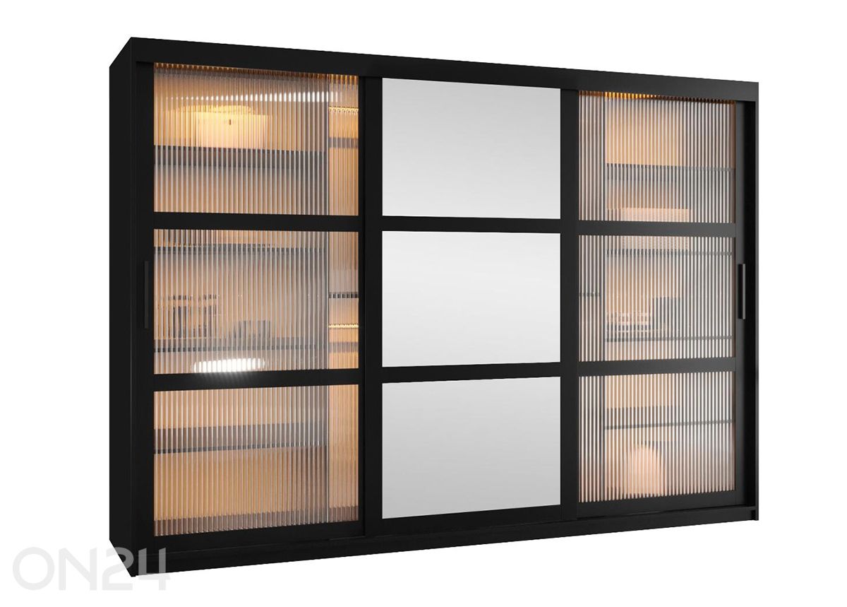 Lükandustega riidekapp Flutes 250 cm + LED suurendatud