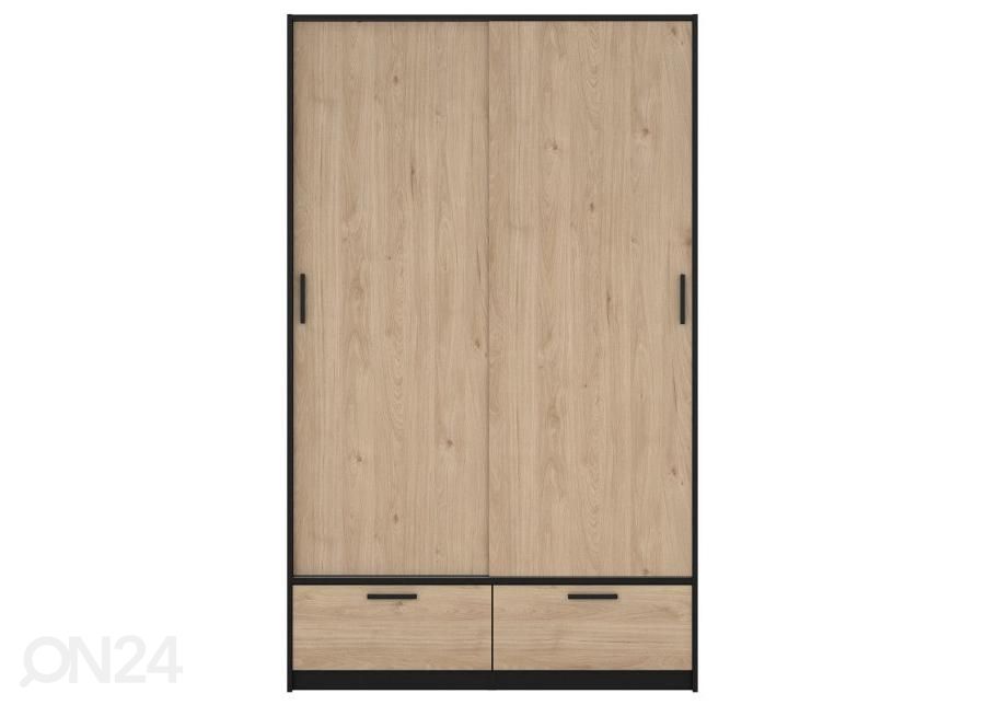 Lükandustega riidekapp Line 121 cm, hickory/must suurendatud