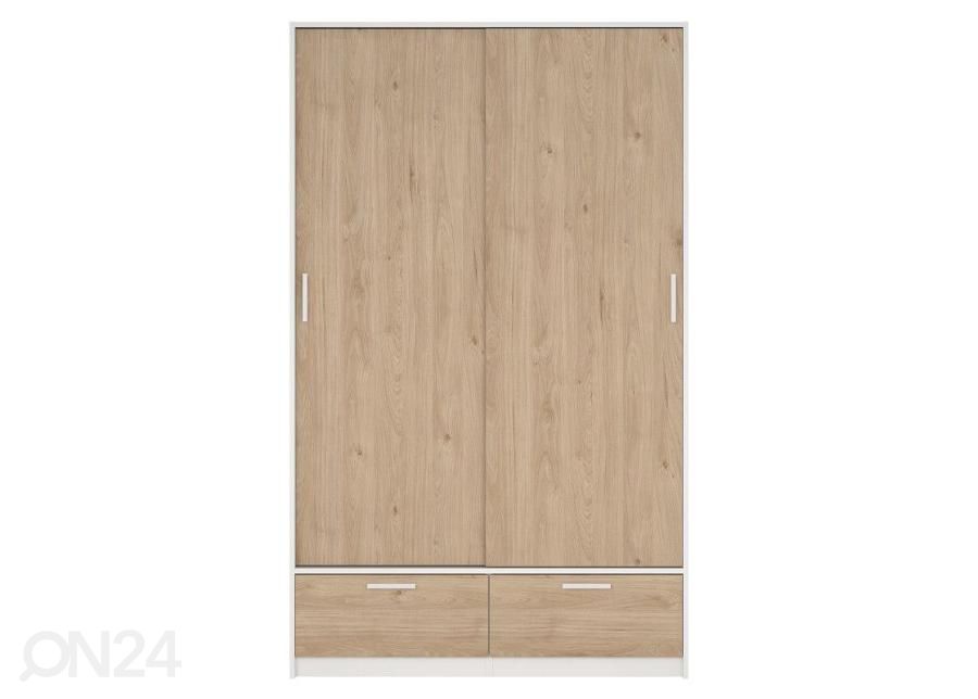 Lükandustega riidekapp Line 121 cm, hickory/valge suurendatud
