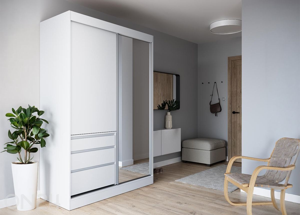 Lükandustega riidekapp peegliga Haines 140 cm suurendatud