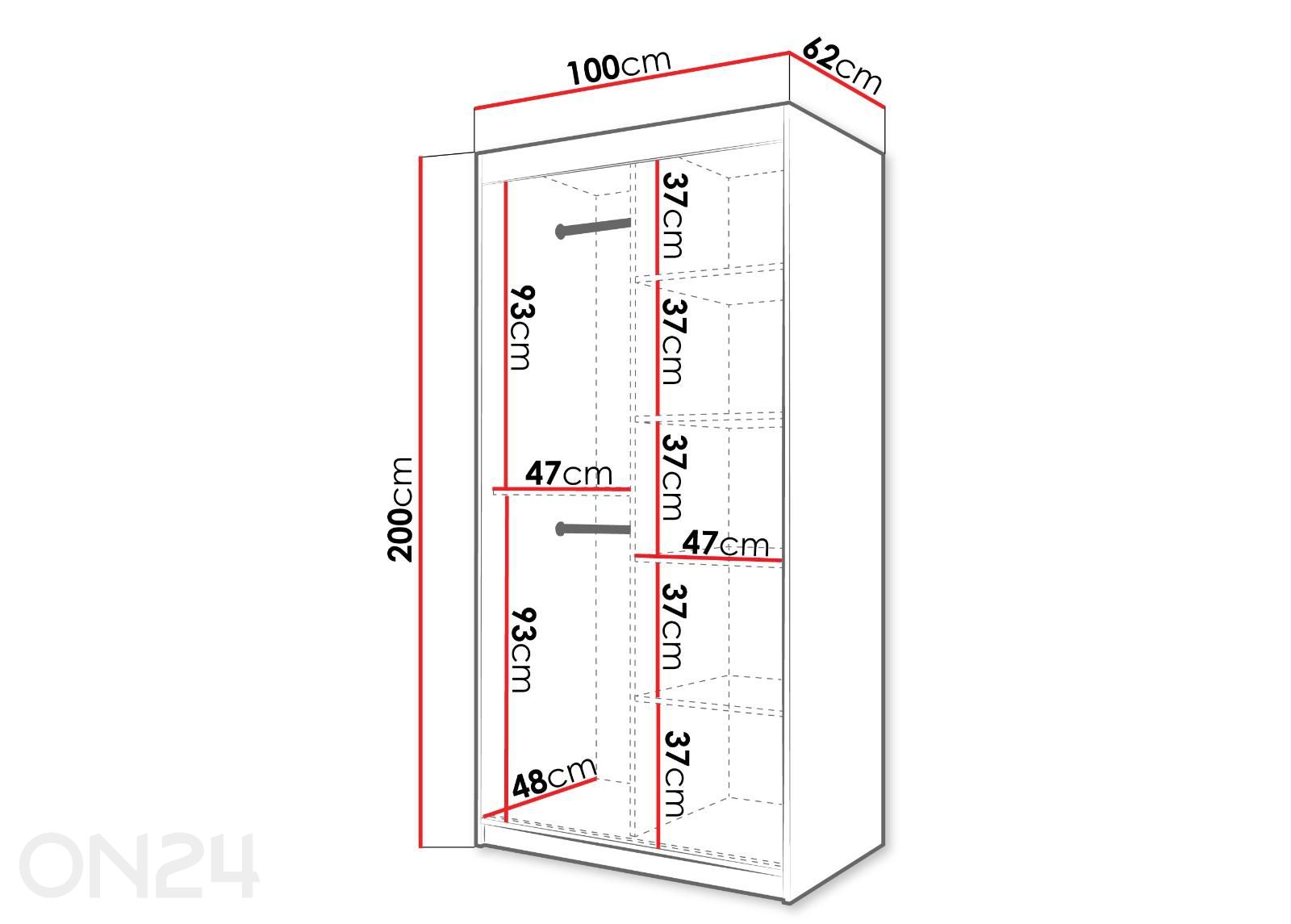 Lükandustegariidekapp Flutes 100 cm + LED suurendatud mõõdud