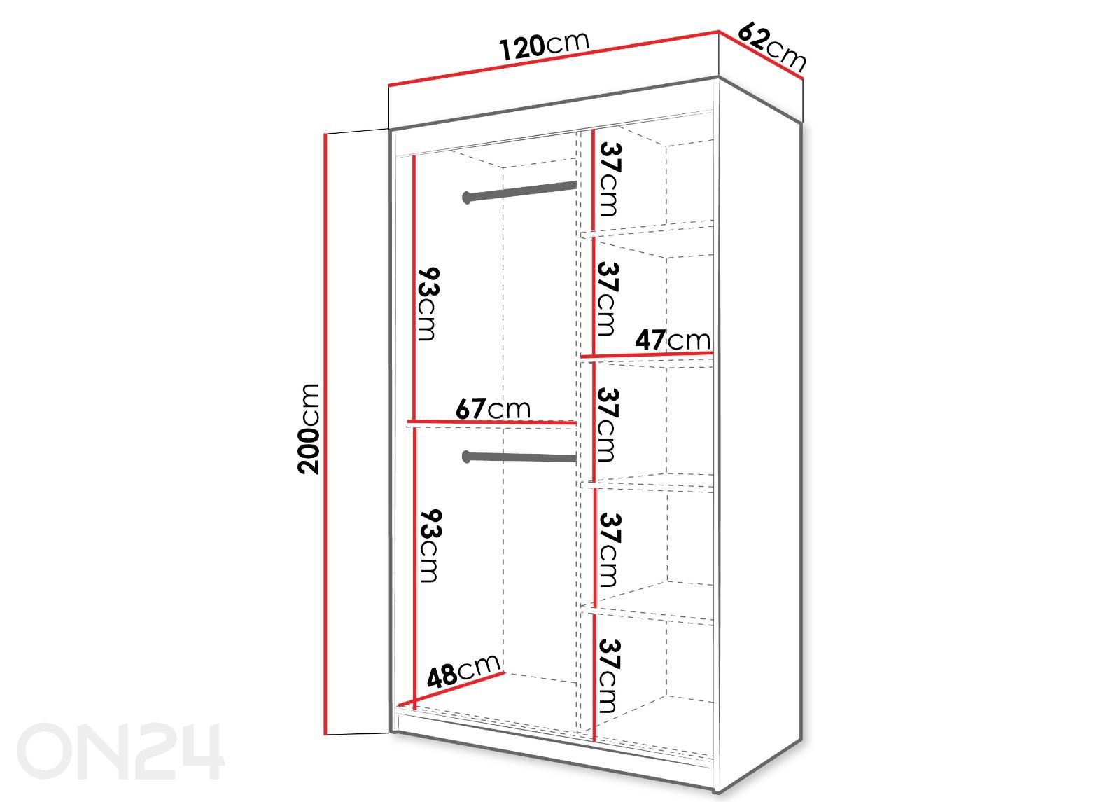 Lükandustegariidekapp Flutes 120 cm + LED suurendatud mõõdud
