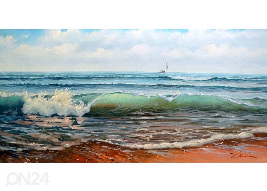 Maal Purjekas hommikusel merel 120x60 cm suurendatud