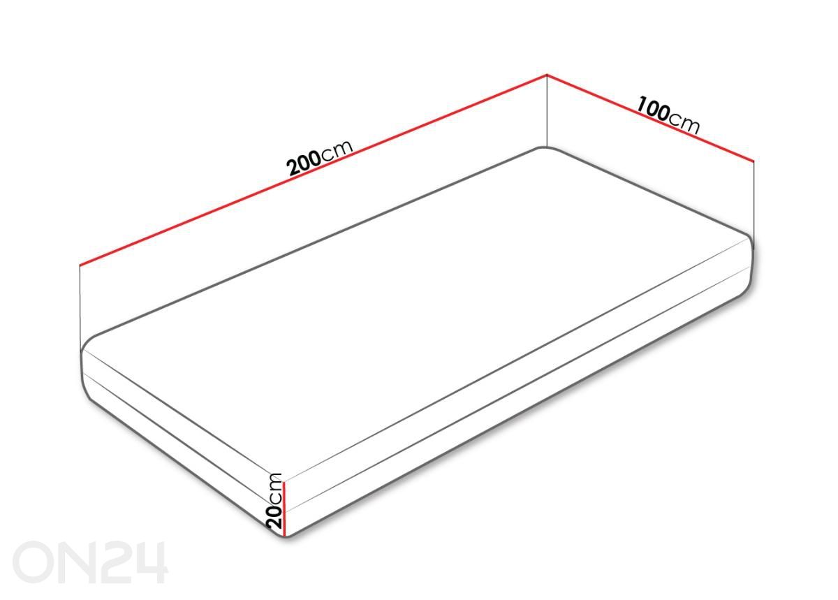 Madrats Alabama 100x200 cm suurendatud mõõdud