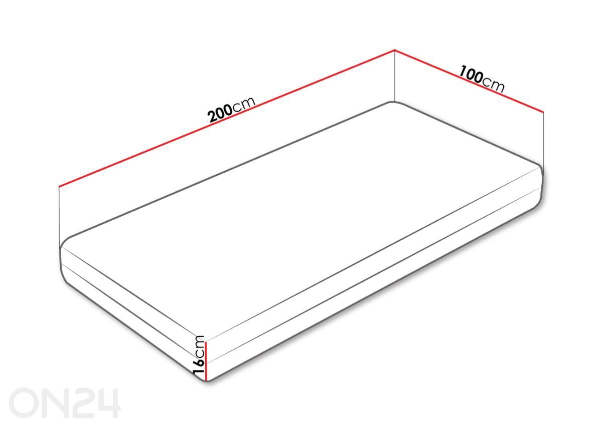 Madrats Apollo 100x200 cm suurendatud mõõdud