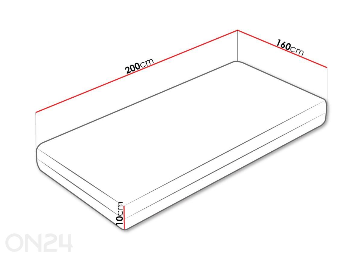 Madrats Ares 10 160x200 cm suurendatud mõõdud