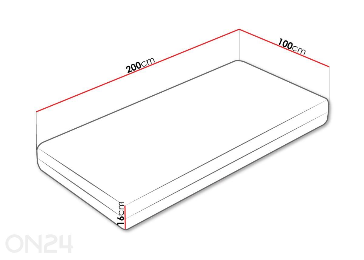 Madrats Bohemia 100x200 cm suurendatud mõõdud
