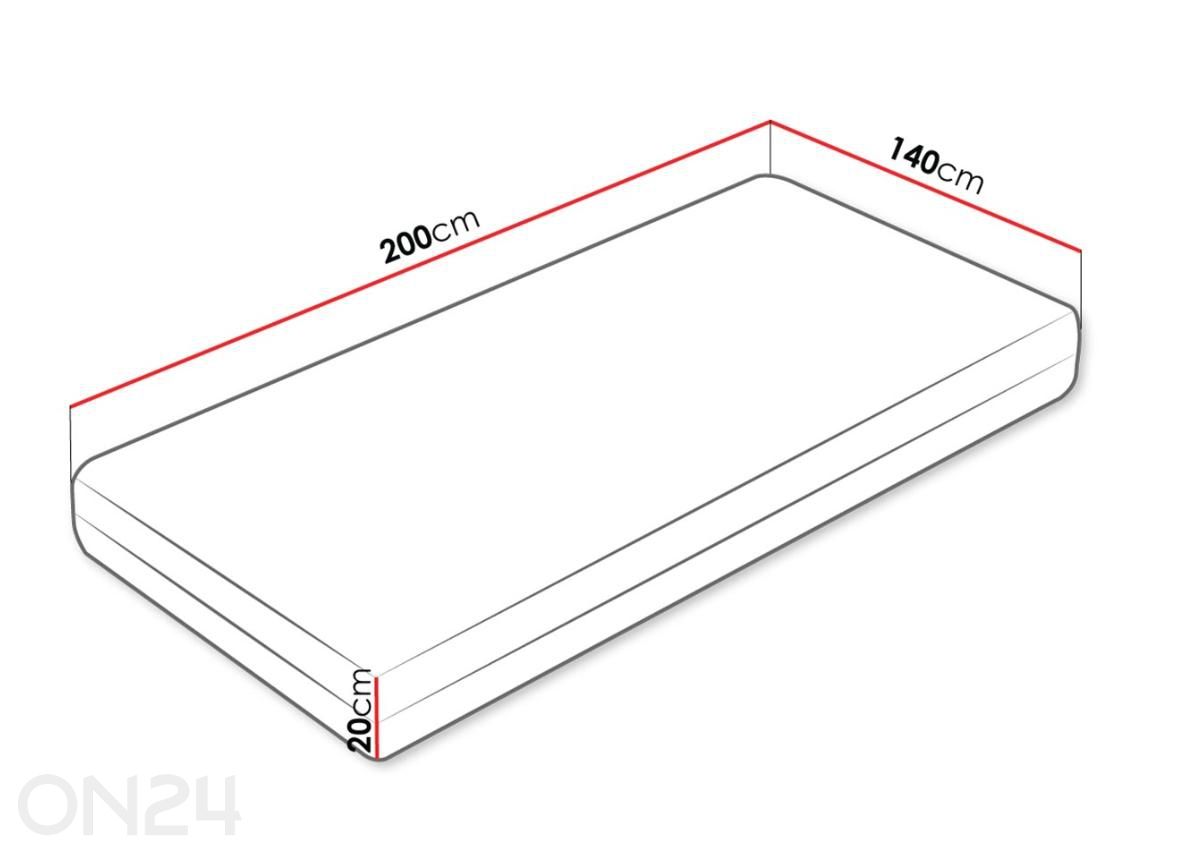 Madrats Comfort 140x200 cm suurendatud mõõdud