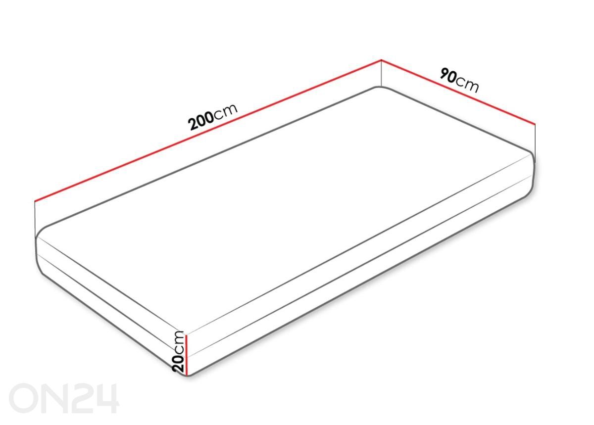 Madrats Comfort 90x200 cm suurendatud mõõdud