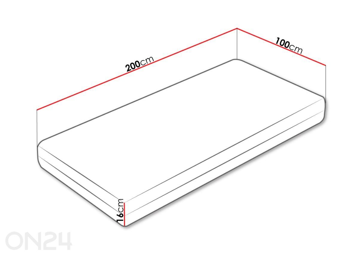 Madrats Demeter 100x200 cm suurendatud mõõdud