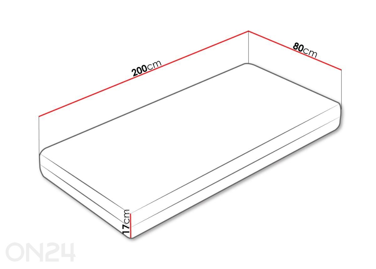 Madrats Dionizos 80x200 cm suurendatud mõõdud