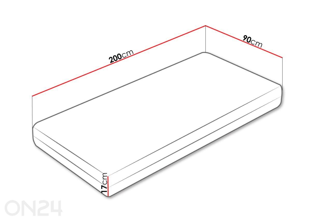 Madrats Dionizos 90x200 cm suurendatud mõõdud