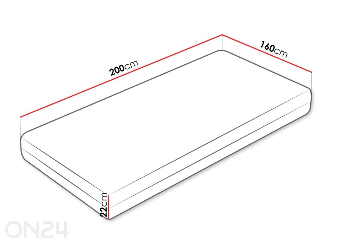 Madrats Eco I 160x200 cm suurendatud mõõdud
