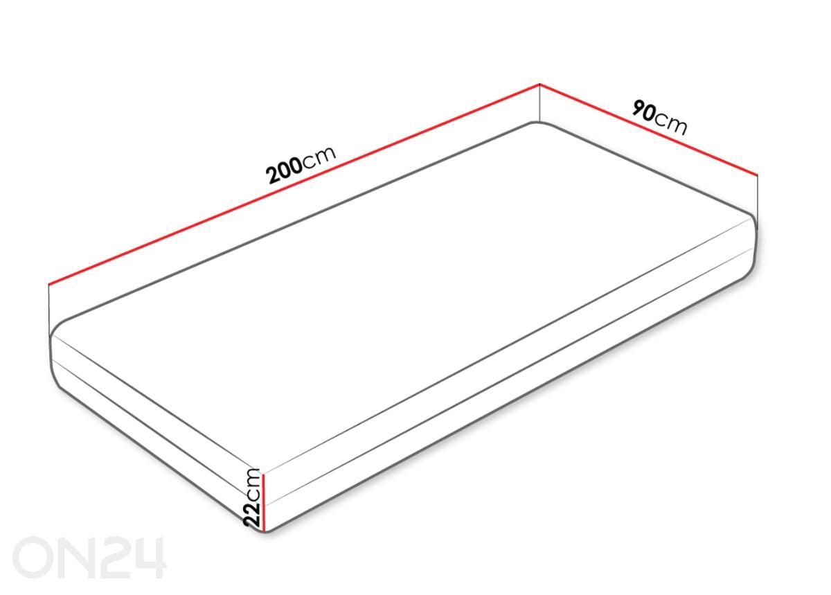 Madrats Eco I 90x200 cm suurendatud mõõdud