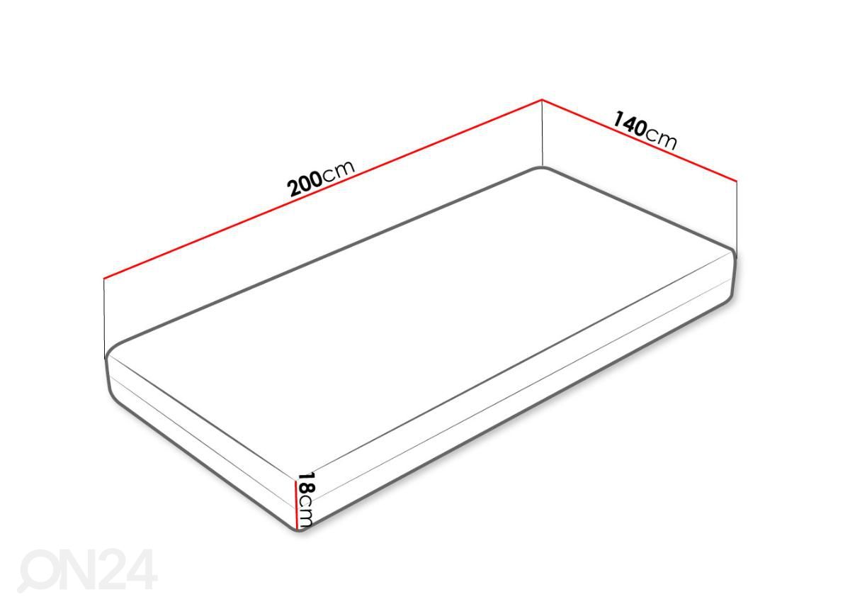Madrats Efa 140x200 cm suurendatud mõõdud