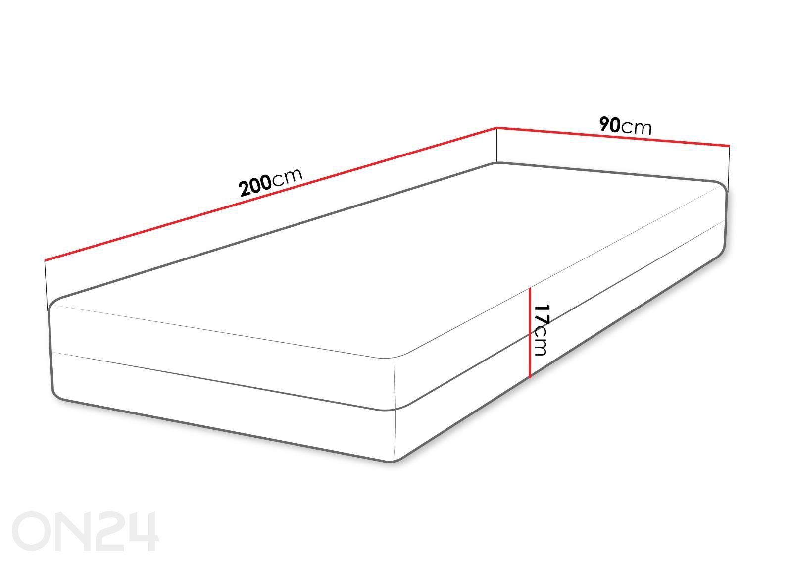 Madrats Velora 90x200 cm suurendatud mõõdud
