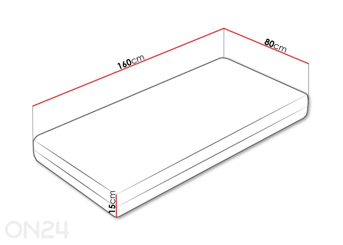 Madrats Zeus 15 80x160 cm suurendatud mõõdud