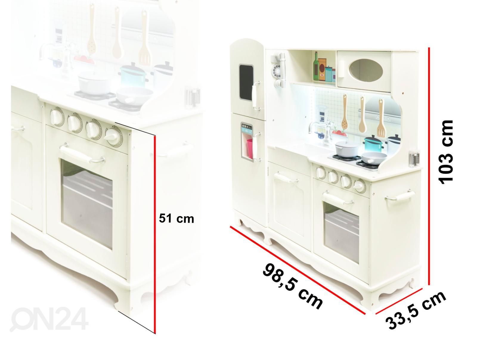 Mänguköök koos tarvikutega suurendatud mõõdud