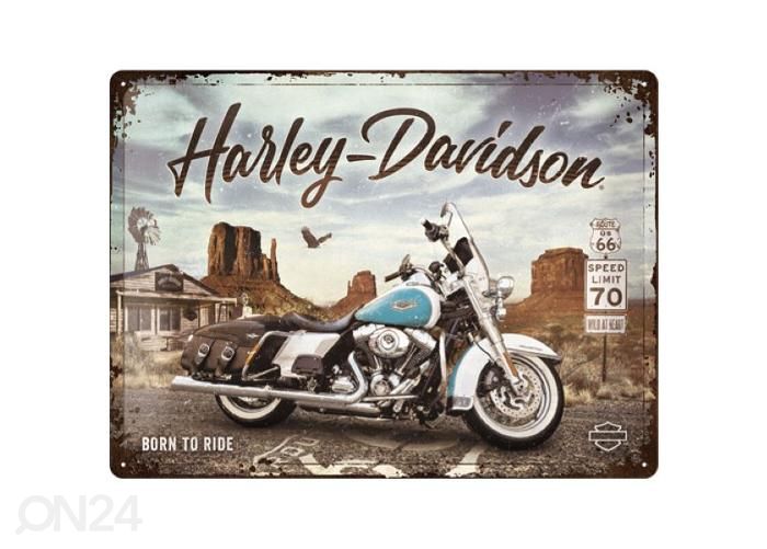 Metallplaat 30x40 cm Harley Davidson - Route 66 Road King Classic suurendatud
