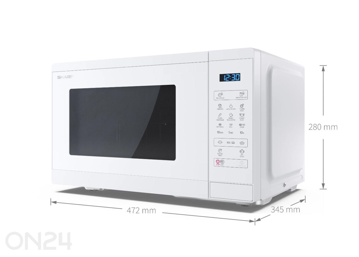 Mikrolaineahi grillfunktsiooniga Sharp YC-MG252AE-C, valge suurendatud mõõdud