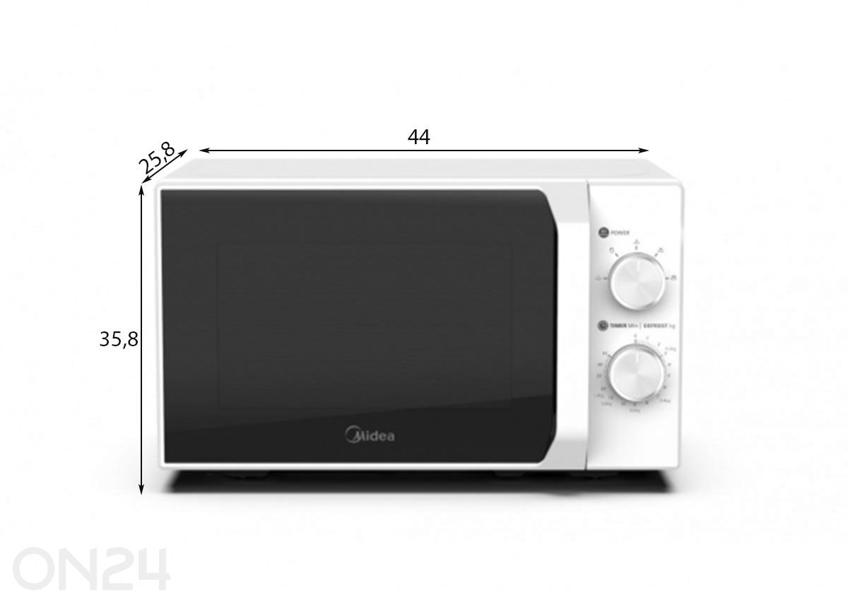 Mikrolaineahi Midea MM20CF2E, valge suurendatud mõõdud