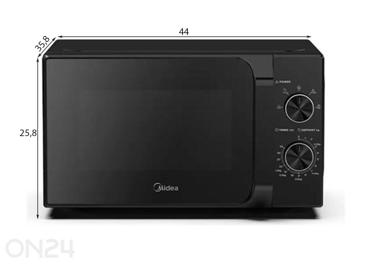 Mikrolaineahi Midea MM20CF2EBK, must suurendatud mõõdud