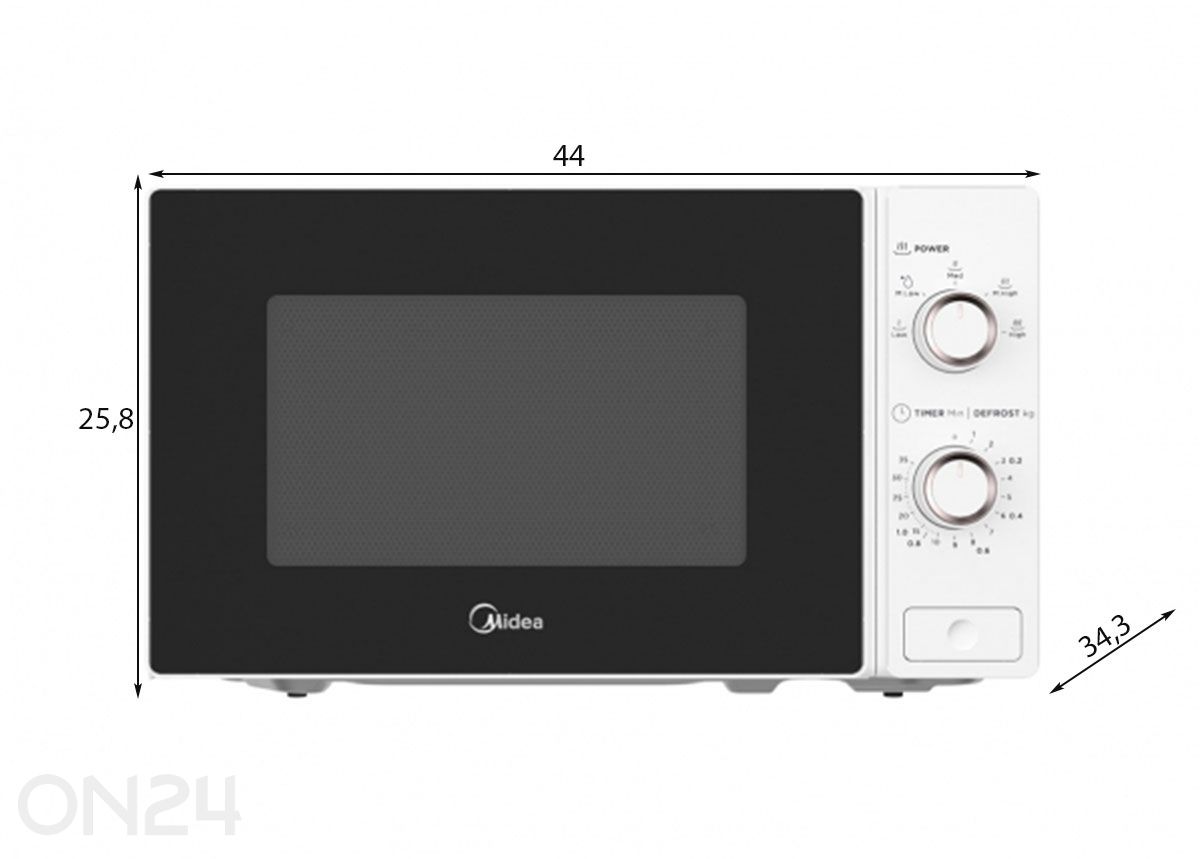 Mikrolaineahi Midea MM720C2AT-W, valge suurendatud mõõdud