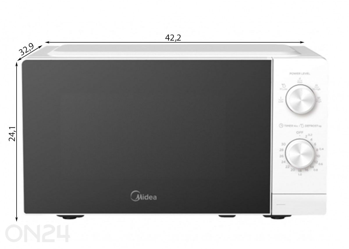 Mikrolaineahi Midea MMO-MMP01MZ(WH) suurendatud mõõdud