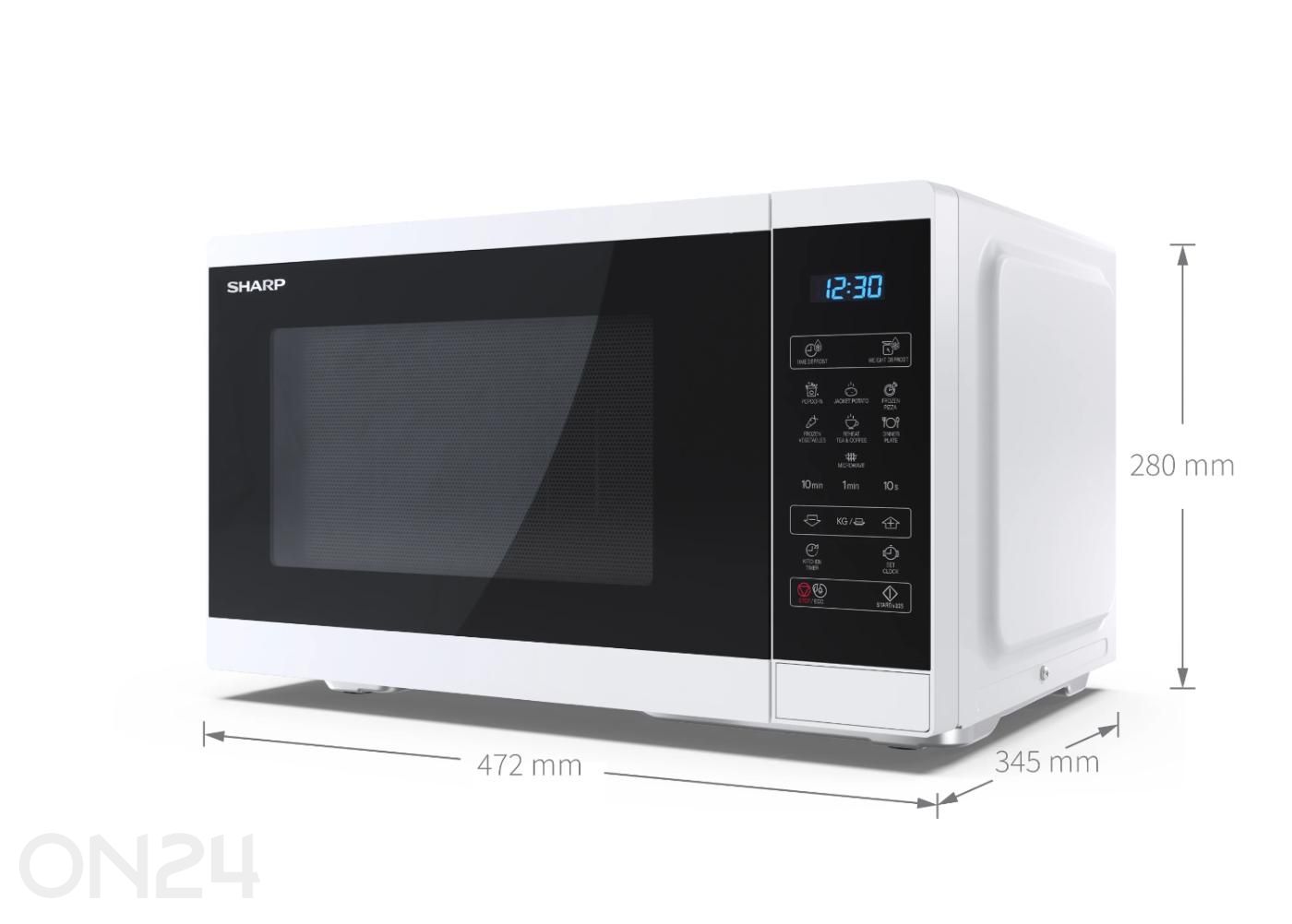 Mikrolaineahi Sharp YC-MS252AE-W, valge suurendatud mõõdud