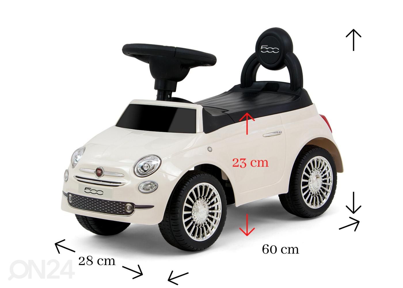 Milly Mally pealeistumisauto Fiat 500, valge suurendatud mõõdud