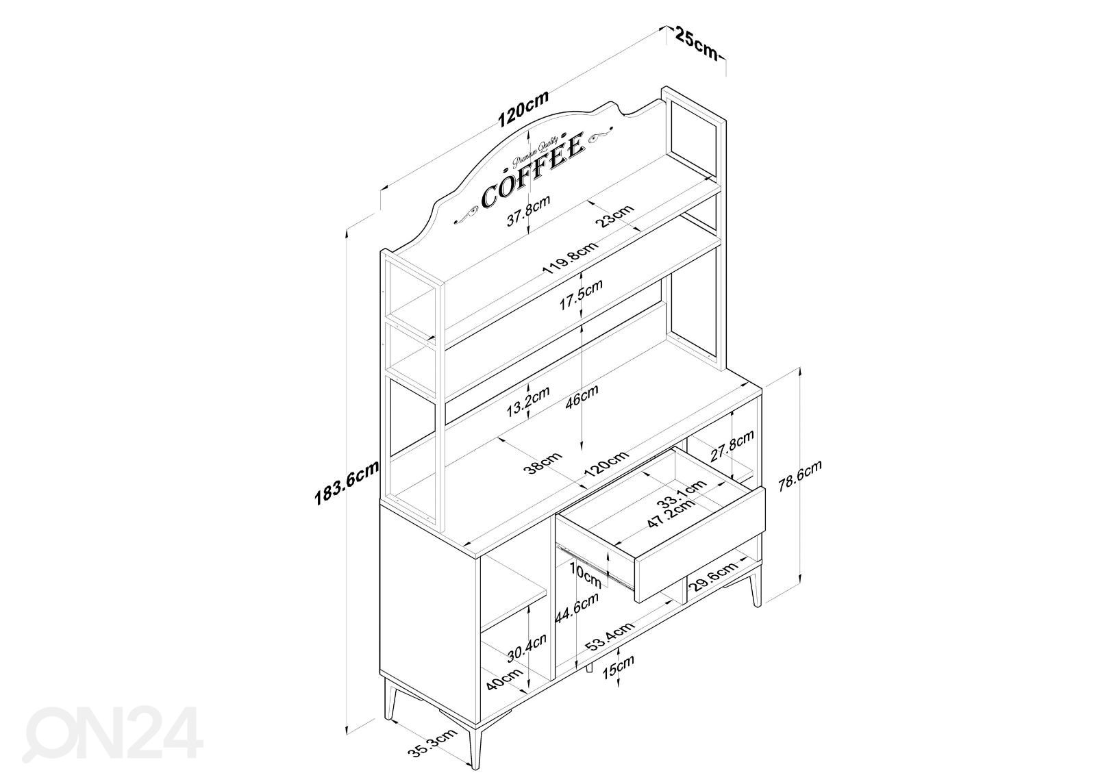 Miniköök / köögikapp Yes 120 cm suurendatud mõõdud