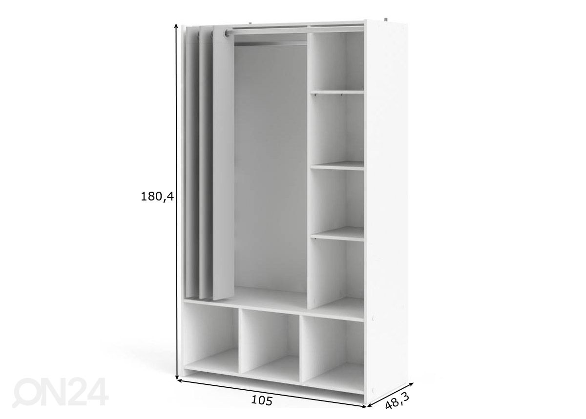 Mobiilne riidekapp Kit 105 cm suurendatud mõõdud