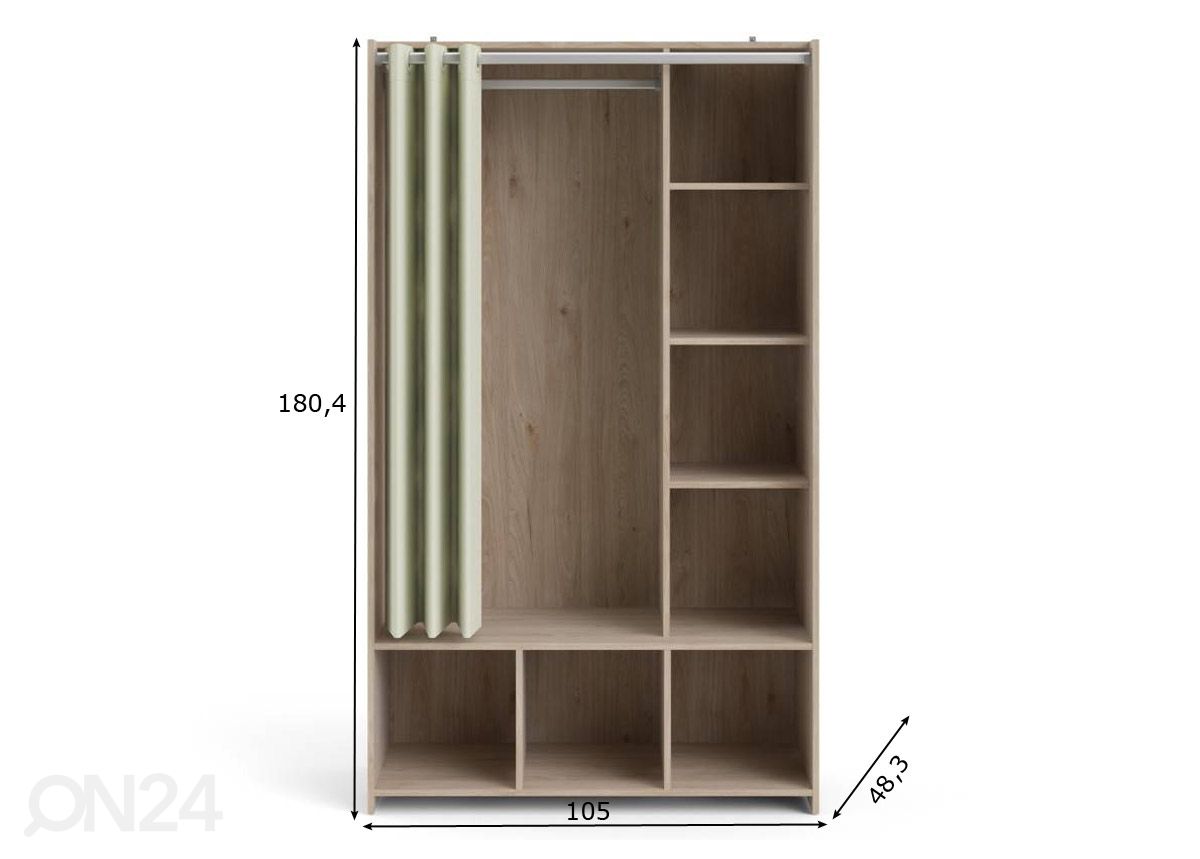 Mobiilne riidekapp Kit 105 cm suurendatud mõõdud