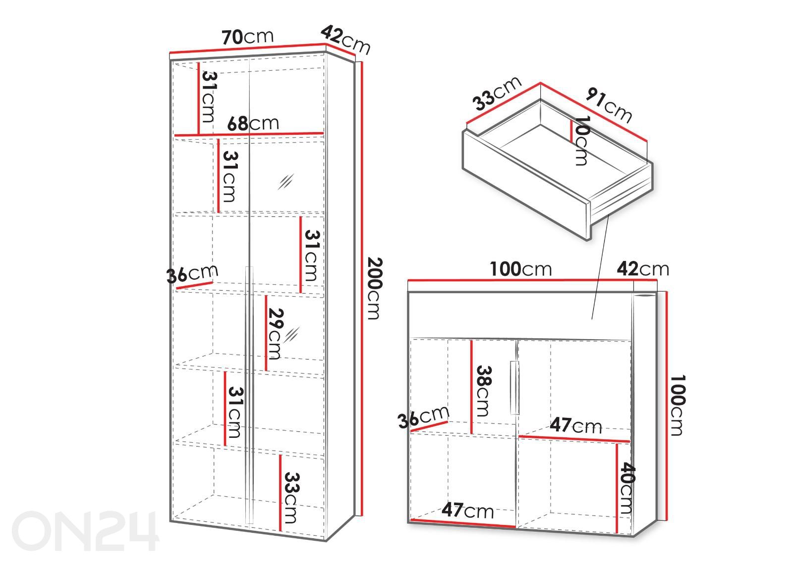 Mööblikomplekt Kerkin II suurendatud mõõdud