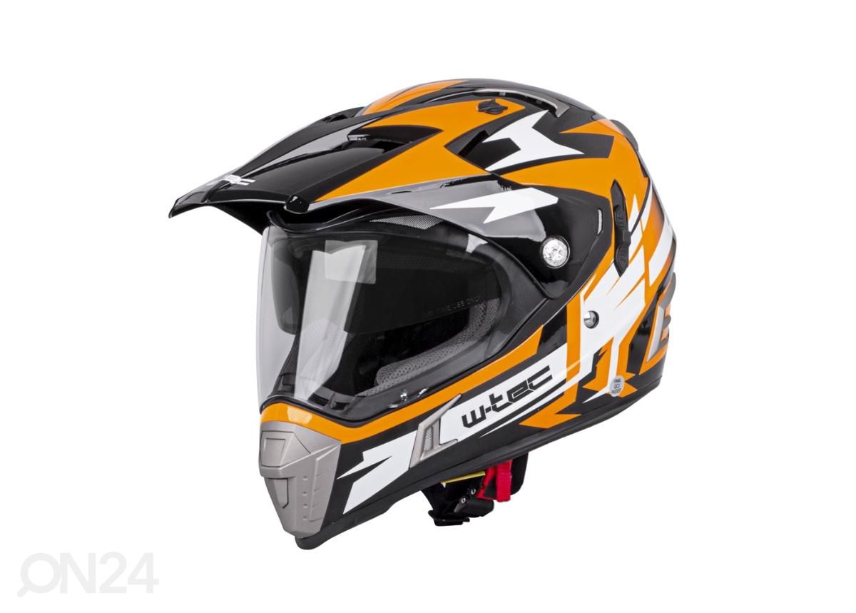 Motokrossi kiiver W-TEC Dualsport must-fluo oranž suurus XS (53-54) suurendatud