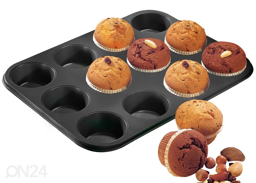 Muffinipann Black metallic 12 pesaga suurendatud