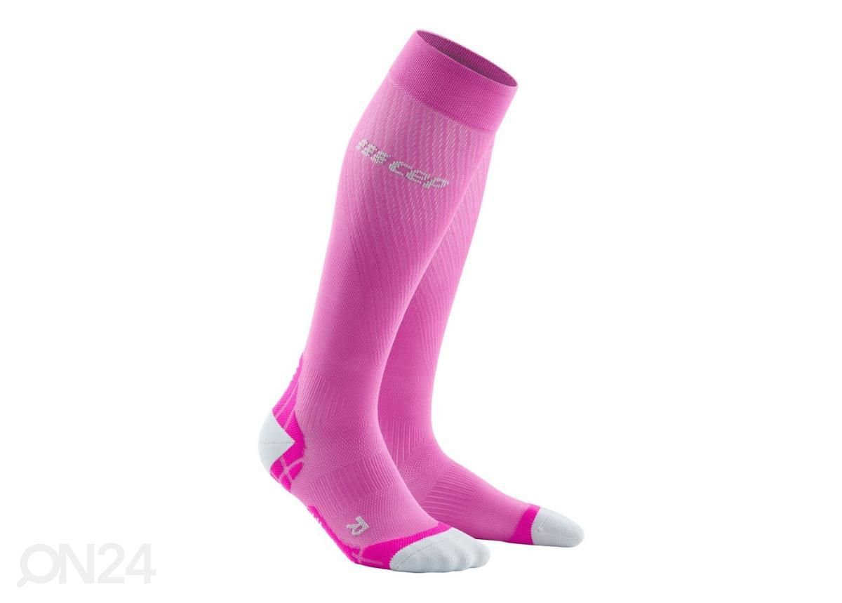 Naiste kompressioonsokid jooksmiseks CEP Ultralight roosa suurendatud