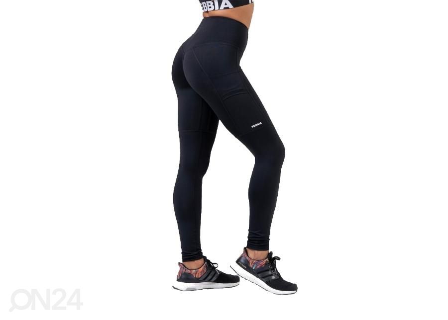 Naiste pikad treeningretuusid Nebbia High Waist Fit&Smart 505 must suurusM suurendatud
