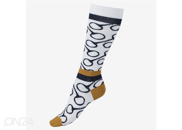 Naiste sokid ratsutamiseks jacquard knit 36-38 valge/tumesinine suurendatud