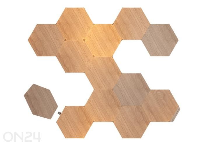 Nanoleaf Elements Wood Look Hexagons stardikomplekt (13 paneeli), soe ja külm valgus suurendatud