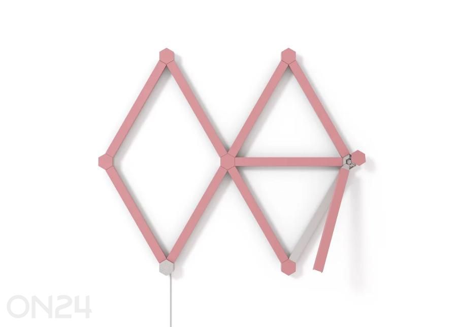 Nanoleaf Lines Skin Black Matte paneelikatete ja kinnituskorkide komplekt (9 katet), roosa suurendatud