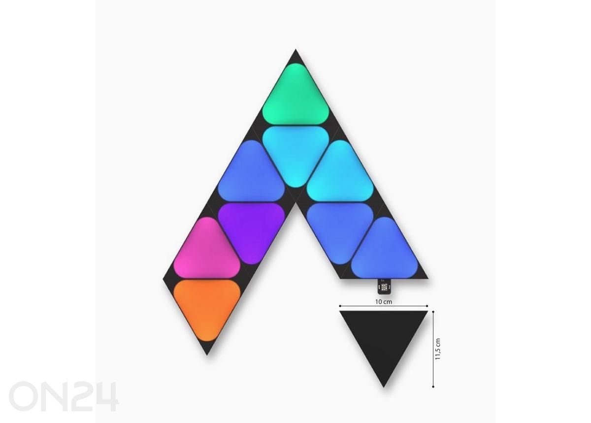 Nanoleaf Shapes Black Mini Triangles laienduskomplekt (10 paneeli), must suurendatud mõõdud