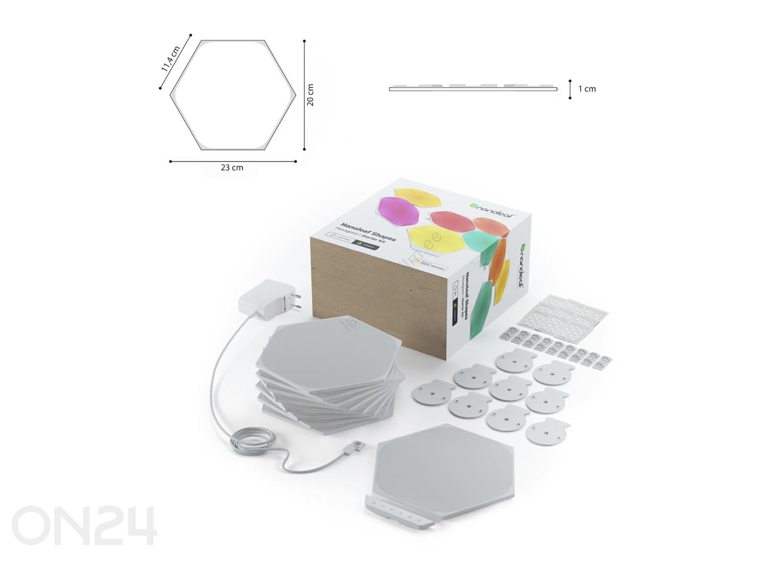 Nanoleaf Shapes Hexagons stardikomplekt (9 paneeli) suurendatud mõõdud